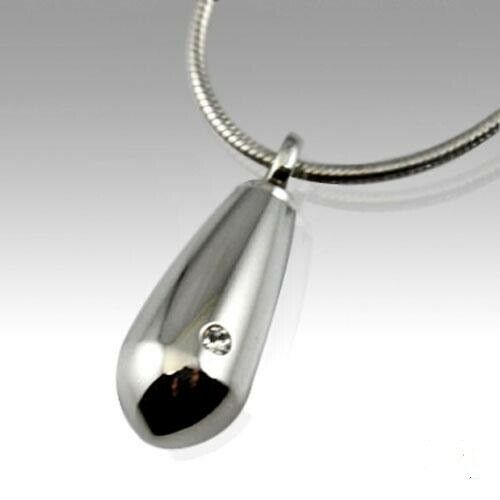 Stainless Steel Tear Drop Funeral Cremation Urn Pendant