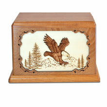 Load image into Gallery viewer, Large/Adult 210 Cubic Inch Bald Eagle Wood Funeral Cremation Urn for Ashes
