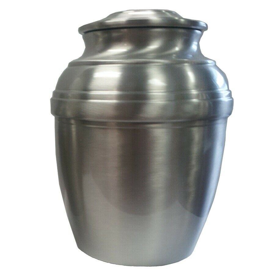 Large/Adult 220 Cubic Inch Pewter Plain Calypso Funeral Cremation Urn for Ashes