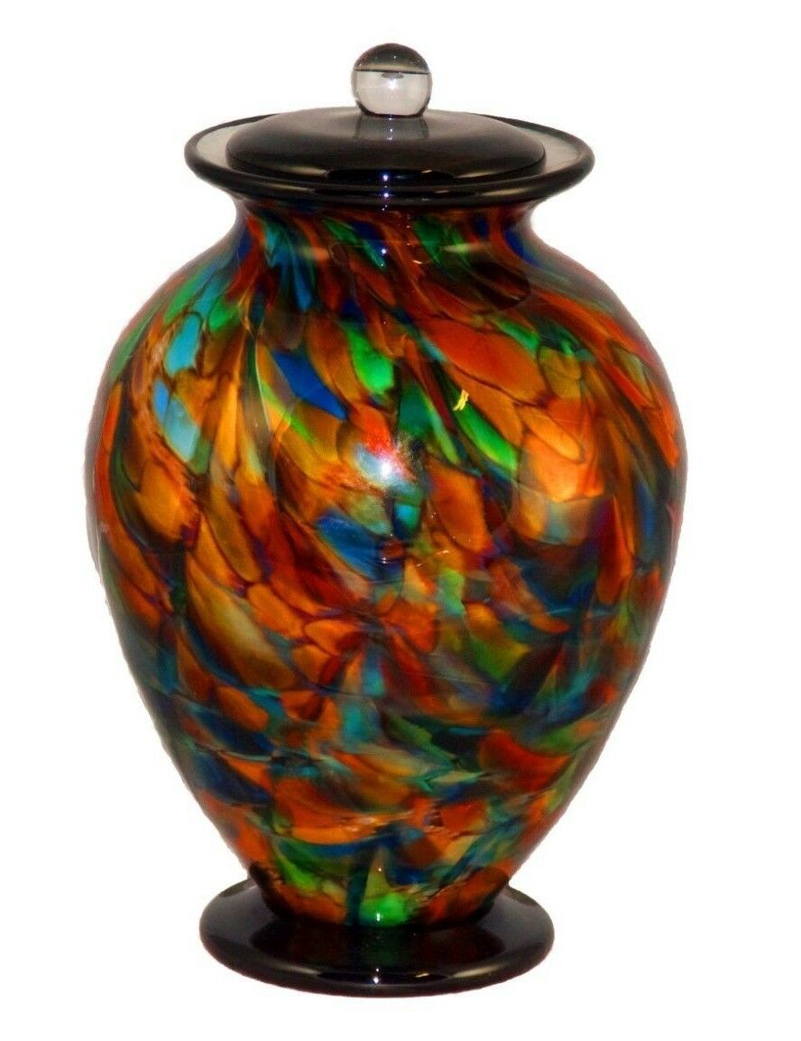 Large/Adult 220 Cubic Inch Venice Autumn Funeral Glass Cremation Urn for Ashes