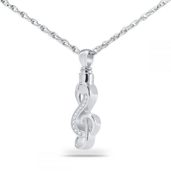 Sweet Music Note Ash Steel Pendant/Necklace Funeral Cremation Urn for Ashes