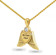 Load image into Gallery viewer, 14K Solid Gold Little Angel Pendant/Necklace Funeral Cremation Urn for Ashes
