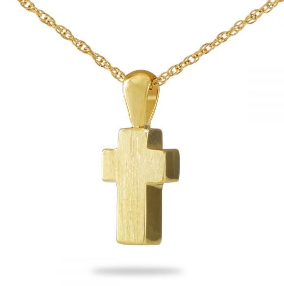 10K Solid Gold Petite Cross Pendant/Necklace Funeral Cremation Urn for Ashes