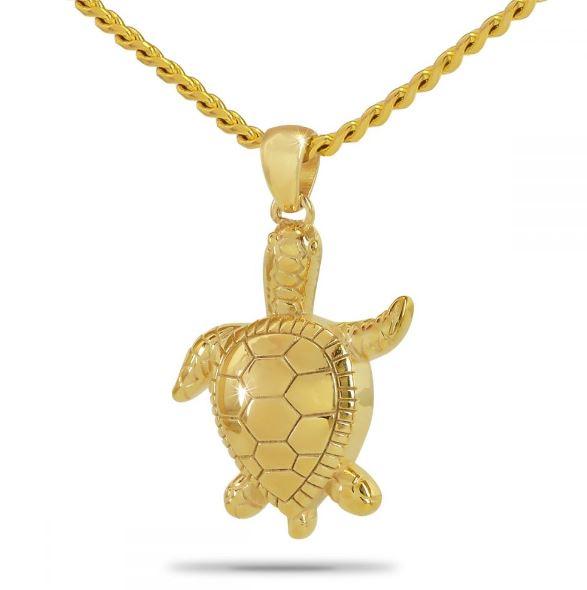 14K Solid Gold Turtle Pendant/Necklace Funeral Cremation Urn for Ashes