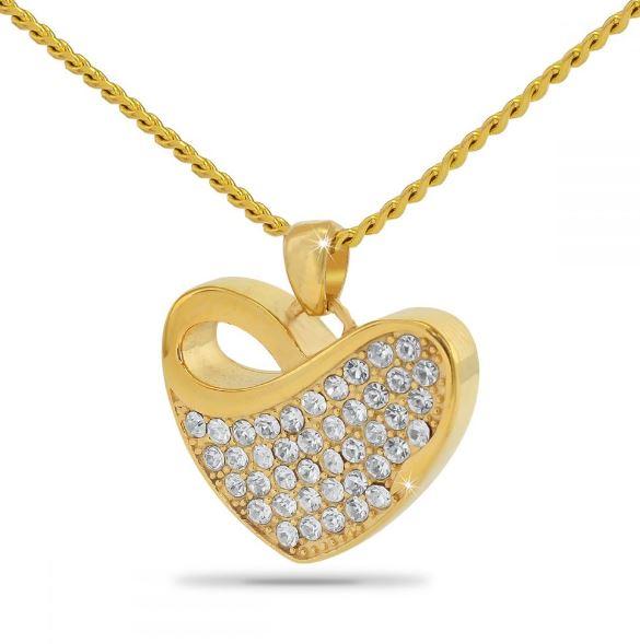 10K Solid Gold Gleaming Crystal Pendant/Necklace Funeral Cremation Urn for Ashes