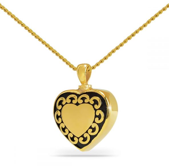 10K Solid Gold Heart Pendant/Necklace Funeral Cremation Urn for Ashes