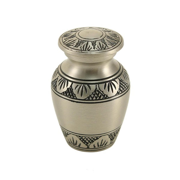 New, Solid Brass Athena Pewter Keepsake Funeral Cremation Urn, 5 Cubic Inches
