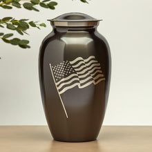 Load image into Gallery viewer, Large Funeral Cremation Urn for ashes, 210 Cubic Inches - Classic Flag
