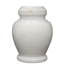 Load image into Gallery viewer, Small/Keepsake 15 Cubic Inch Carpel Antique White Marble Funeral Cremation Urn
