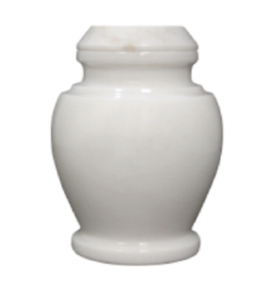 Small/Keepsake 15 Cubic Inch Carpel Antique White Marble Funeral Cremation Urn