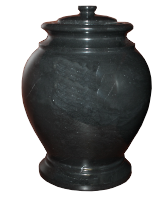 Large/Adult London Ebony Marble Black Colored Funeral Cremation Urn For Ashes