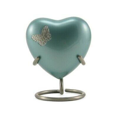 Extra Small 3 Cubic Inch Meadows Butterfly Heart Brass Funeral cremation Urn