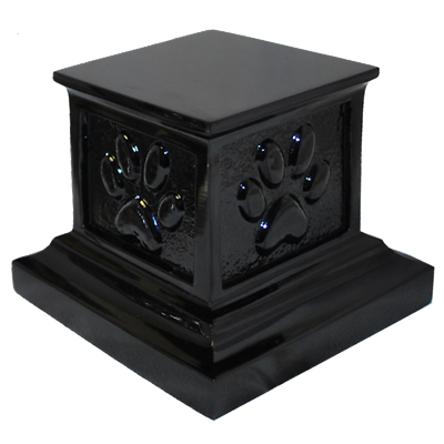 Small/Keepsake Cubic 39 Inch Roman Paws Black Funeral Cremation Urn for Ashes
