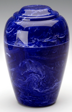 Load image into Gallery viewer, Small Grecian Marble Cobalt Keepsake Cremation Urn, 35 Cubic Inches TSA Approved
