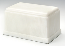 Load image into Gallery viewer, Olympus Marble White Adult Funeral Cremation Urn, 275 Cubic Inches TSA Approved
