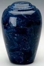 Load image into Gallery viewer, Small Grecian Marble Navy Keepsake Cremation Urn, 35 Cubic Inches TSA Approved
