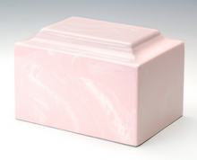 Load image into Gallery viewer, Small/Keepsake Marble Pink Funeral Cremation Urn, 5 Cubic Inches TSA Approved
