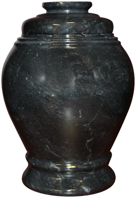 Love Ebony Marble, Black Colored Adult Funeral Cremation Urn, 220 Cubic Inches