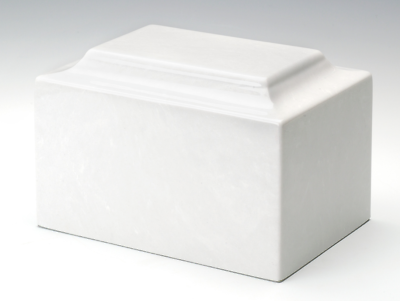 Classic Marble White Adult Funeral Cremation Urn, 210 Cubic Inches TSA Approved