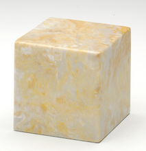 Load image into Gallery viewer, Small Cube Marble Gold Keepsake Funeral Cremation Urn 18 Cubic Inch TSA Approved
