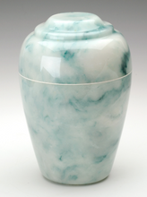 Load image into Gallery viewer, Small Grecian Onyx Teal Keepsake Funeral Cremation Urn, 35 Cu. In. TSA Approved
