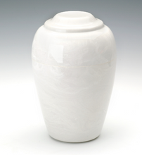 Load image into Gallery viewer, Grecian Marble White Keepsake Funeral Cremation Urn 35 Cubic Inches TSA Approved
