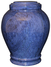 Load image into Gallery viewer, Embrace Blue Natural Marble Large/Adult Funeral Cremation Urn, 220 Cubic Inches
