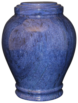 Embrace Blue Natural Marble Large/Adult Funeral Cremation Urn, 220 Cubic Inches
