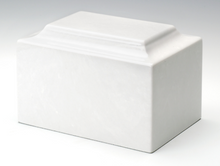 Load image into Gallery viewer, Oversize Classic Marble White Adult Cremation Urn, 325 Cubic Inches TSA Approved
