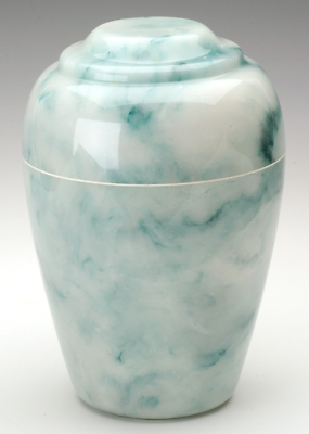 Large Grecian Onyx Teal Adult Funeral Cremation Urn, 190 Cubic Inch TSA Approved