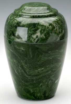 Large Grecian Marble Emerald Adult Cremation Urn, 190 Cubic Inches TSA Approved