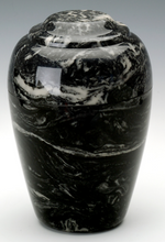 Load image into Gallery viewer, Small Grecian Marble Ebony Keepsake Cremation Urn, 35 Cubic Inches TSA Approved
