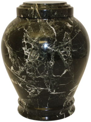 Embrace Green Zebra Natural Marble Adult Funeral Cremation Urn, 220 Cubic Inches