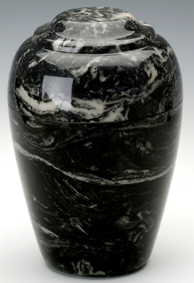 Large Grecian Marble Ebony Adult Cremation Urn, 190 Cubic Inches TSA Approved