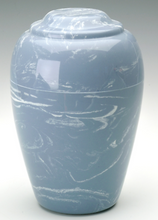 Load image into Gallery viewer, Grecian Marble Wedgewood Keepsake Funeral Cremation Urn 35 Cubic In. TSA Approve
