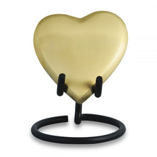 Load image into Gallery viewer, Small/Keepsake 3 Cubic Inches Brass Heart on Stand Brass Cremation Urn for Ashes
