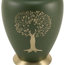 Load image into Gallery viewer, Adult 200 Cubic Inch Brass Green Tree Of Life Funeral Cremation Urn for Ashes
