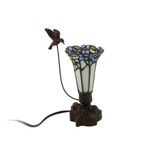 Load image into Gallery viewer, Multi-colored Hummingbird Blue Bouquet Lamp Keepsake Funeral Cremation Urn
