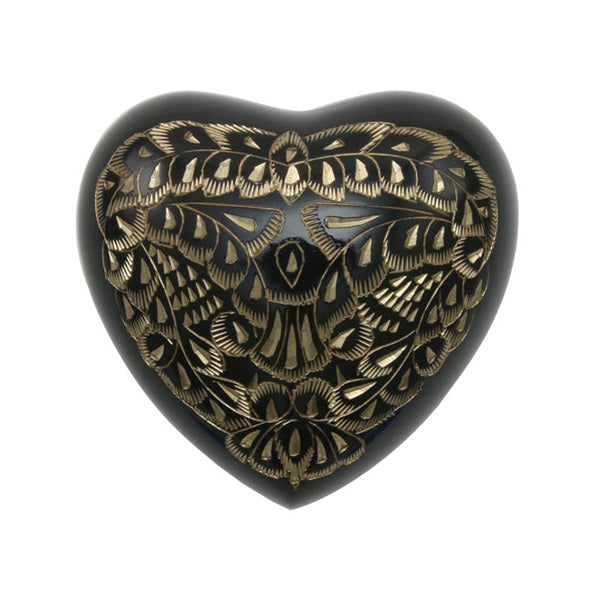 Solid Brass Radiance Heart Keepsake Funeral Cremation Urn, 3 Cubic Inches