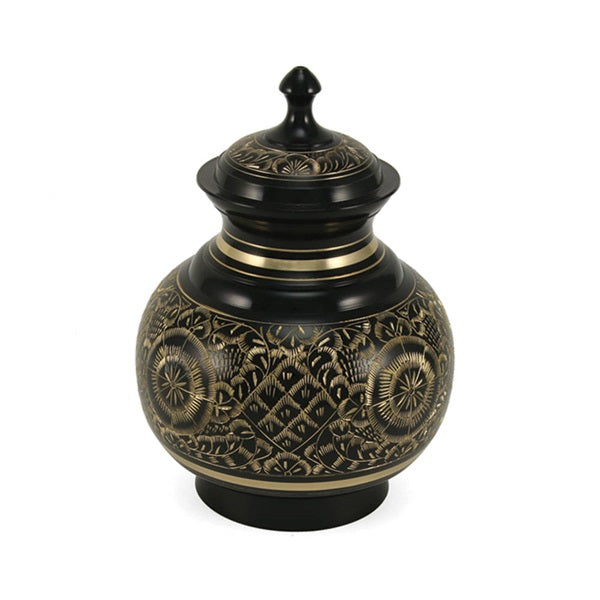 Large 70 Cubic Inches Black Brass Pet Funeral Cremation Urn for Ashes