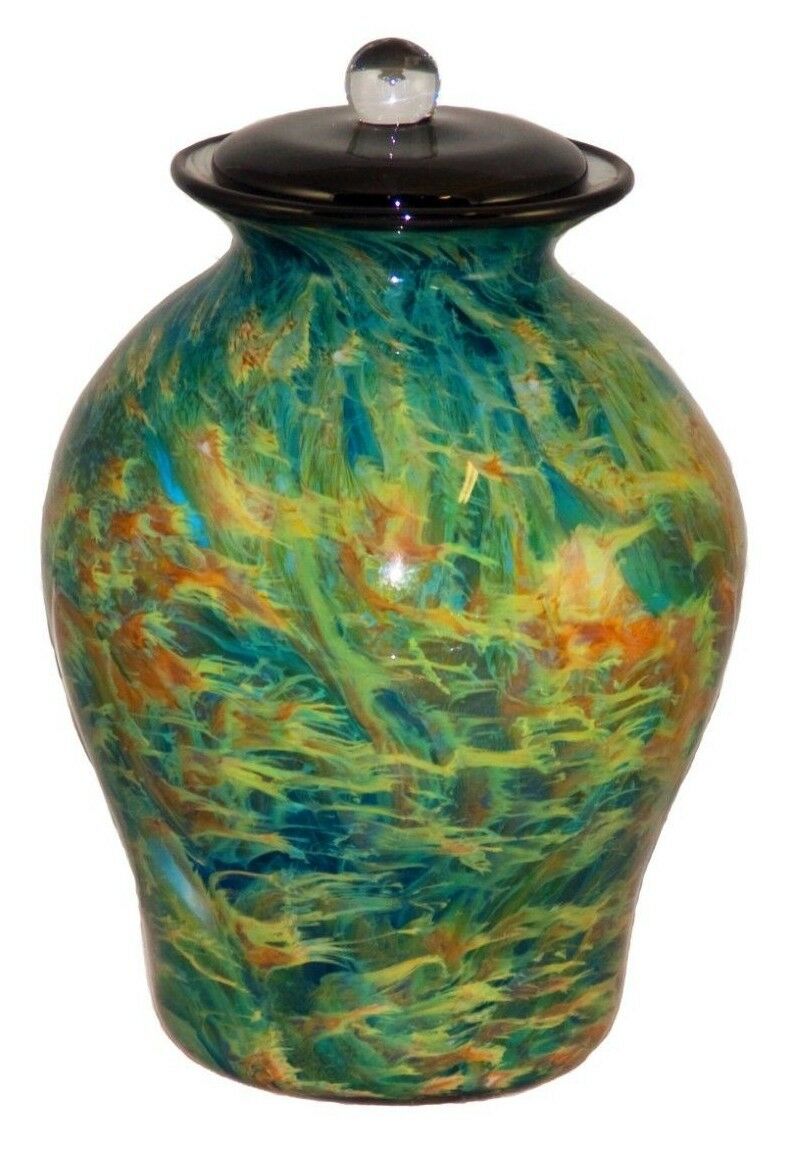 Large/Adult 220 Cubic Inch Palermo Nuvole Funeral Glass Cremation Urn for Ashes