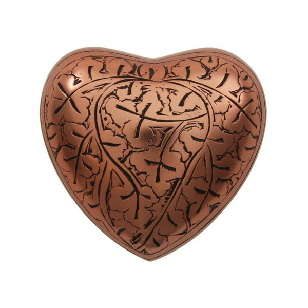 At Peace Memorials Copper Oak Heart Keepsake w/ Velvet Box
