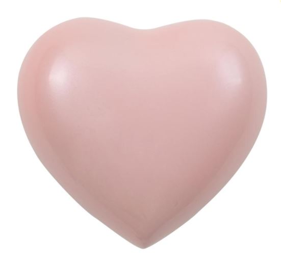 New Brass Pearl Pink Arielle Heart Funeral Cremation Urn w/stand,20 Cubic inches