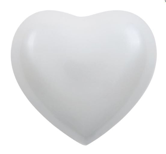 New Brass Pearl White Arielle Heart Funeral Cremation Urn w/stand,20 Cubic inch