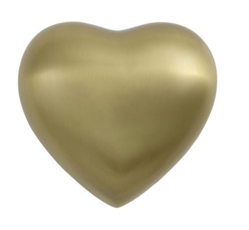 New, Solid Brass Classic Bronze Heart Keepsake Cremation Urn, 3 Cubic Inches