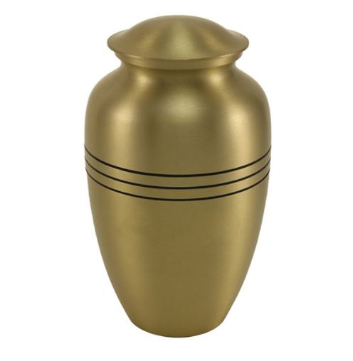 New, Solid Brass Classic Bronze Large Funeral Cremation Urn, 195 Cubic Inches