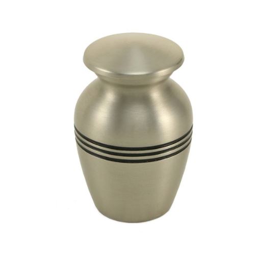 Solid Brass Classic Pewter Color Keepsake/Small Funeral Cremation Urn,5 Cubic In