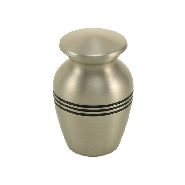 Brass Set of 6 Classic Pewter Color Keepsake Cremation Urns, 5 Cubic Inches each