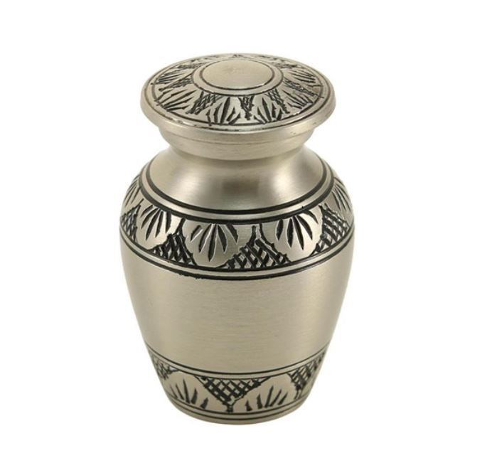 New, Brass Set of 6 Athena Pewter Keepsake Cremation Urns, 5 Cubic Ins each