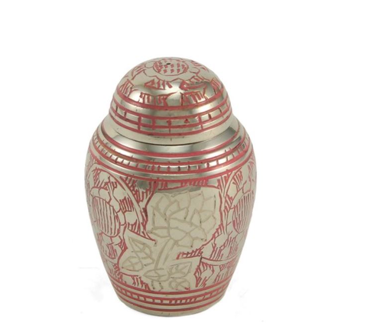 New, Solid Brass Rose Keepsake Funeral Cremation Urn for ashes, 5 Cubic Inches